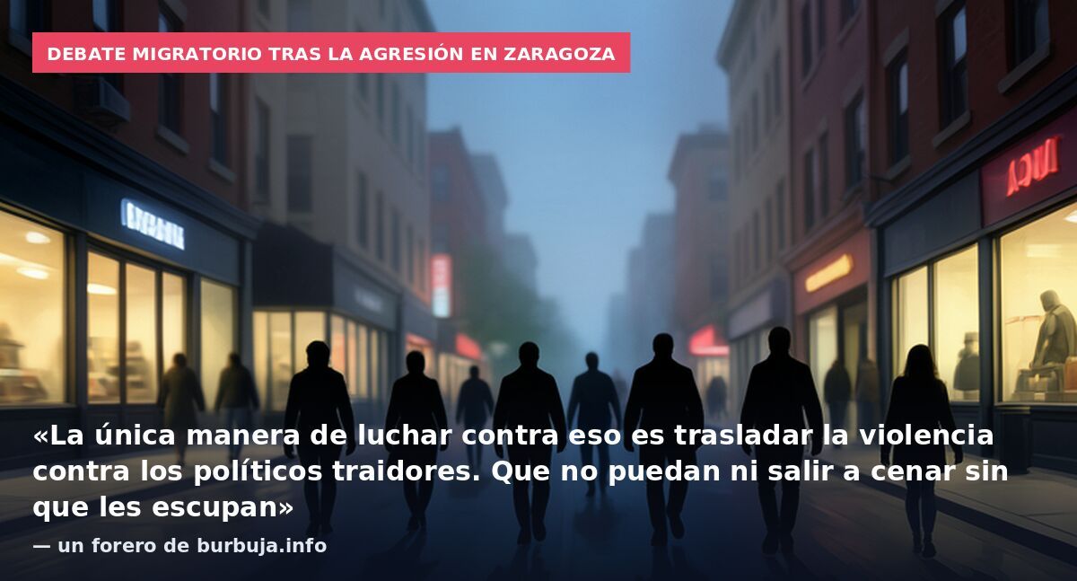 Debate migratorio tras la agresión en Zaragoza: «La única manera de luchar contra eso es trasladar la violencia contra los políticos traidores. Que no puedan ni salir a cenar sin que les escupan» — un forero de burbuja.info