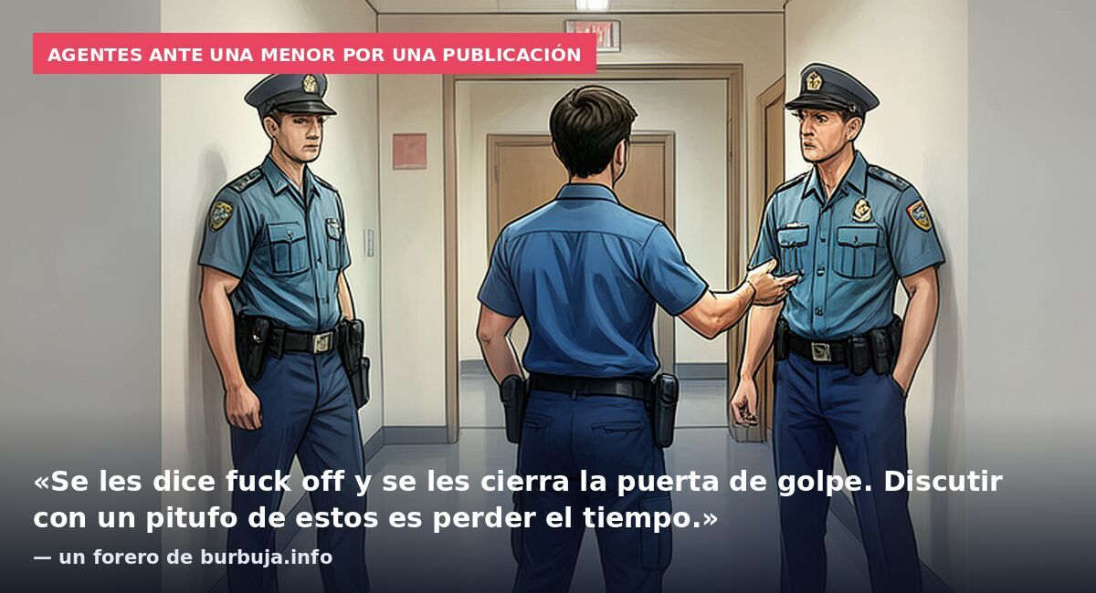 Agentes ante una menor por una publicación: «Se les dice fuck off y se les cierra la puerta de golpe. Discutir con un pitufo de estos es perder el tiempo.» — un forero de burbuja.info
