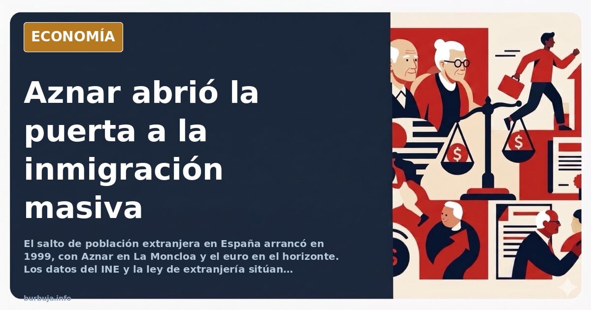 Gráfico de evolución de la población extranjera en España desde 1999 con el punto de inflexión durante el gobierno de Aznar