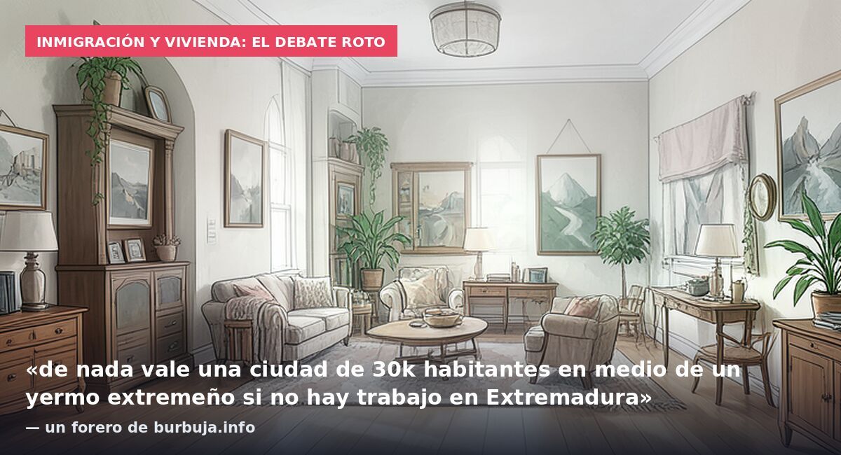 Inmigración y vivienda: el debate roto: «de nada vale una ciudad de 30k habitantes en medio de un yermo extremeño si no hay trabajo en Extremadura» — un forero de burbuja.info