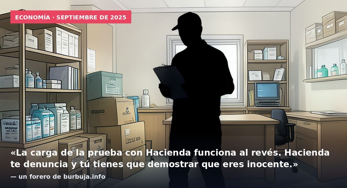 Economía · septiembre de 2025: «La carga de la prueba con Hacienda funciona al revés. Hacienda te denuncia y tú tienes que demostrar que eres inocente.» — un forero de burbuja.info