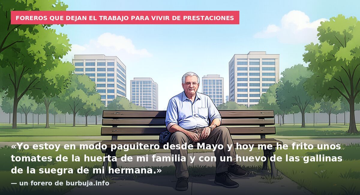 Foreros que dejan el trabajo para vivir de prestaciones: «Yo estoy en modo paguitero desde Mayo y hoy me he frito unos tomates de la huerta de mi familia y con un huevo de las gallinas de la suegra de mi hermana.» — un forero de burbuja.info