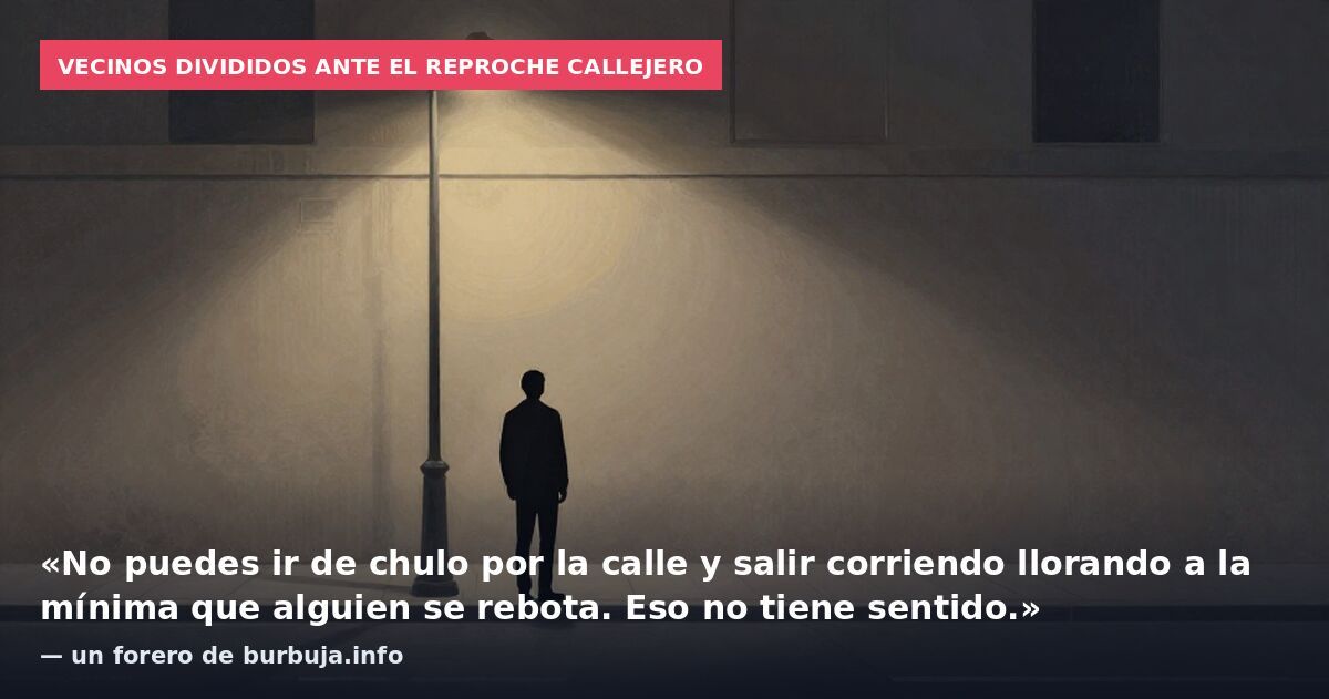 Vecinos divididos ante el reproche callejero: «No puedes ir de chulo por la calle y salir corriendo llorando a la mínima que alguien se rebota. Eso no tiene sentido.» — un forero de burbuja.info