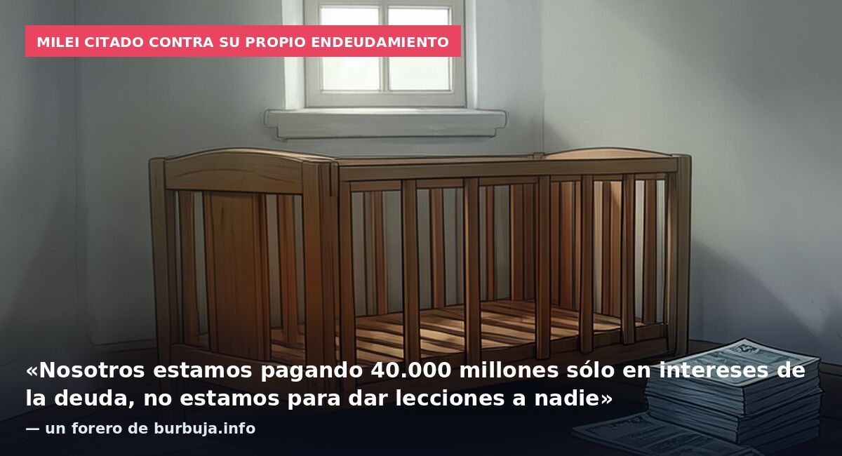 Milei citado contra su propio endeudamiento: «Nosotros estamos pagando 40.000 millones sólo en intereses de la deuda, no estamos para dar lecciones a nadie» — un forero de burbuja.info