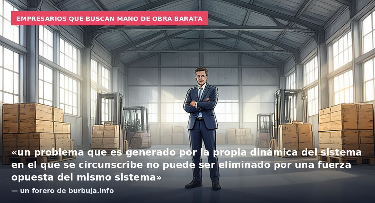 Empresarios que buscan mano de obra barata: «un problema que es generado por la propia dinámica del sistema en el que se circunscribe no puede ser eliminado por una fuerza opuesta del mismo sistema» — un forero de burbuja.info