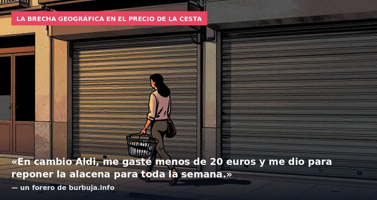 La brecha geográfica en el precio de la cesta: «En cambio Aldi, me gasté menos de 20 euros y me dio para reponer la alacena para toda la semana.» — un forero de burbuja.info