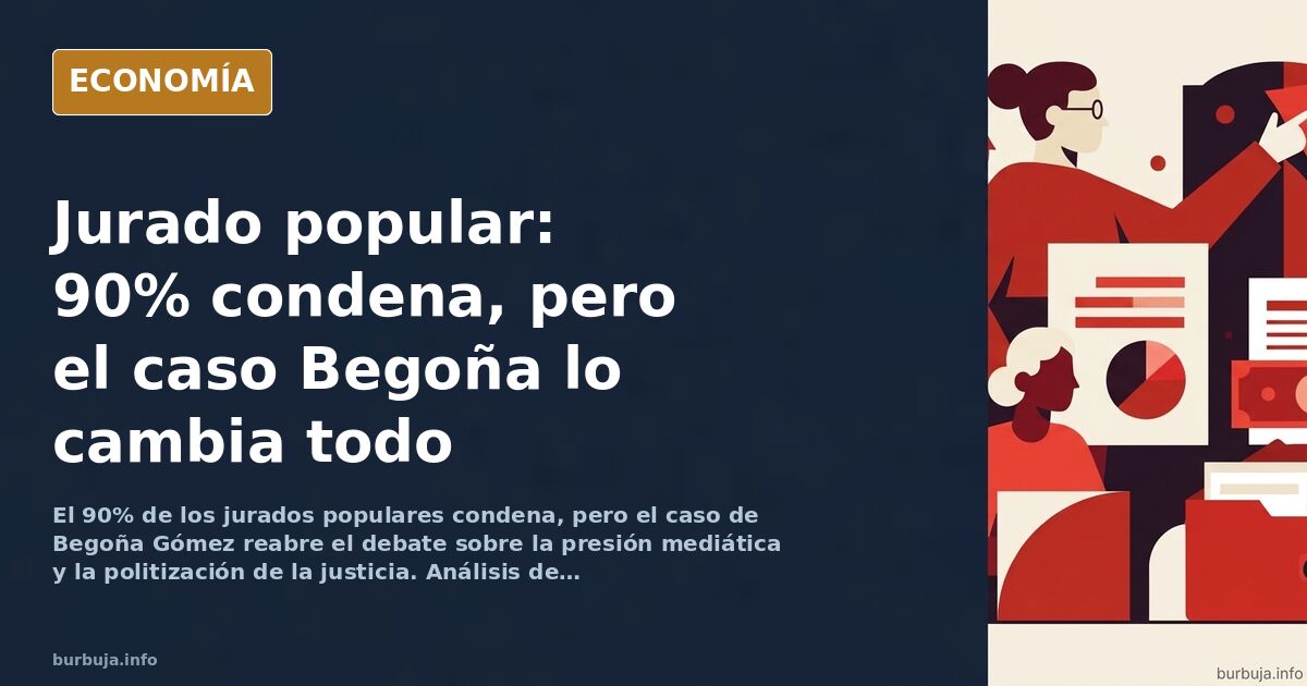 Ilustración editorial de una balanza de la justicia inclinada por la presión mediática y política en un juicio con jurado pop