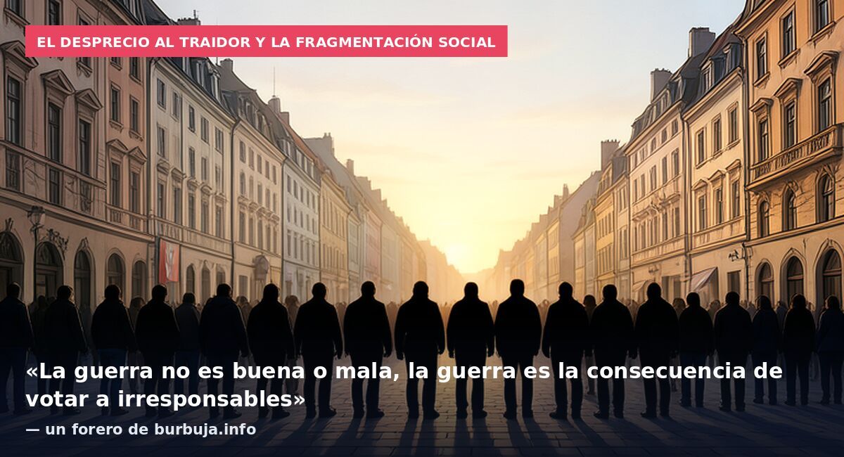 El desprecio al traidor y la fragmentación social: «La guerra no es buena o mala, la guerra es la consecuencia de votar a irresponsables» — un forero de burbuja.info