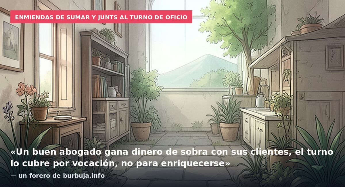 Enmiendas de Sumar y Junts al turno de oficio: «Un buen abogado gana dinero de sobra con sus clientes, el turno lo cubre por vocación, no para enriquecerse» — un forero de burbuja.info