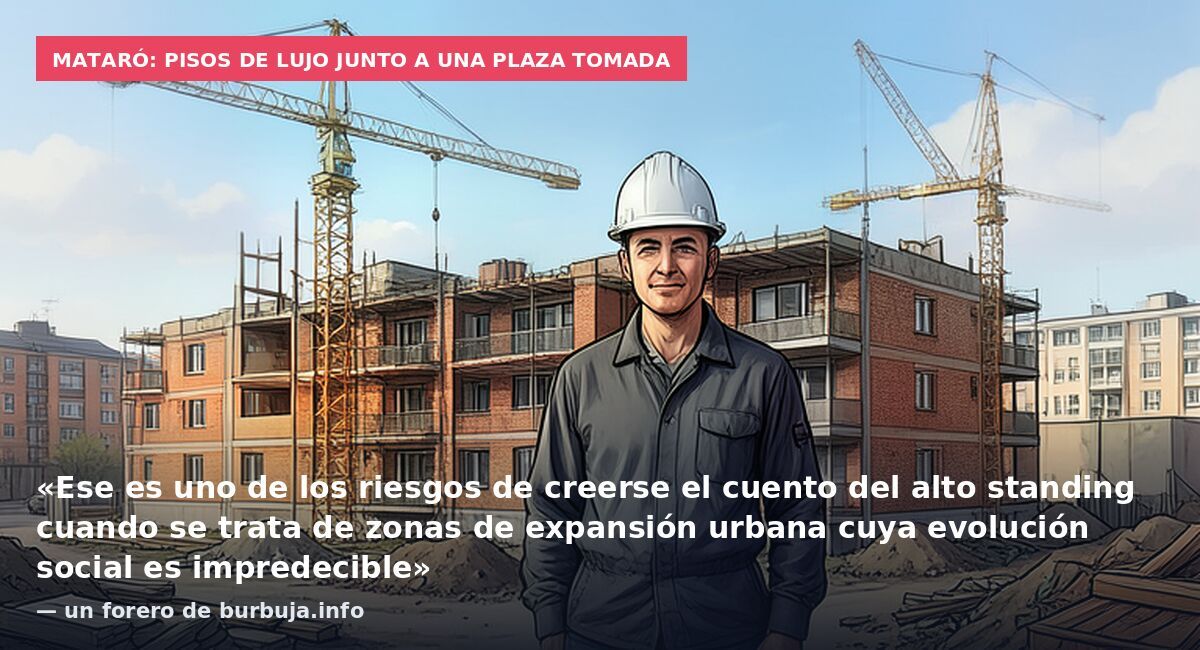 Mataró: pisos de lujo junto a una plaza tomada: «Ese es uno de los riesgos de creerse el cuento del alto standing cuando se trata de zonas de expansión urbana cuya evolución social es impredecible» — un forero de burbuja.info