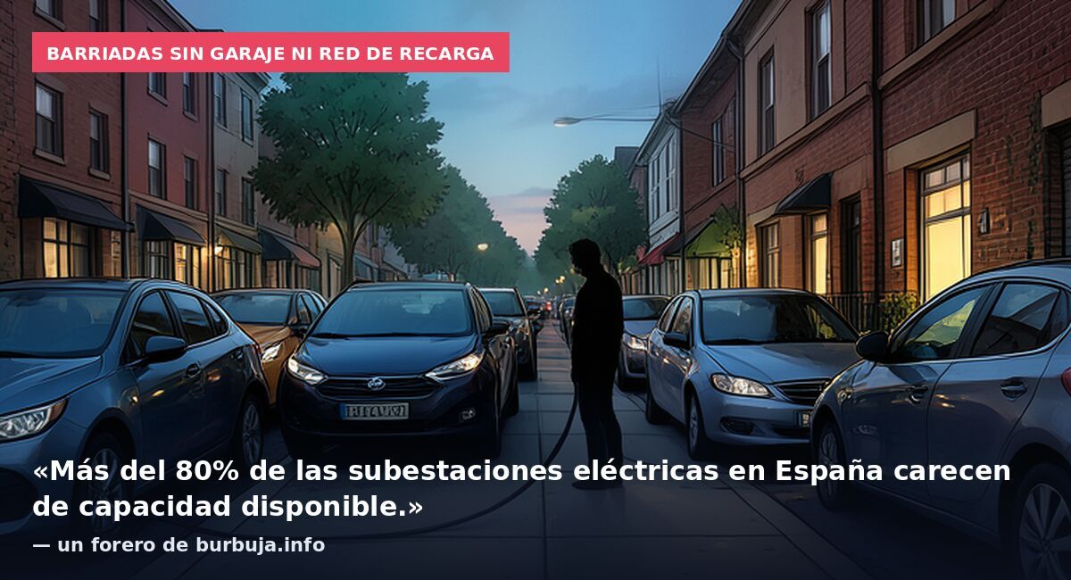 Barriadas sin garaje ni red de recarga: «Más del 80% de las subestaciones eléctricas en España carecen de capacidad disponible.» — un forero de burbuja.info