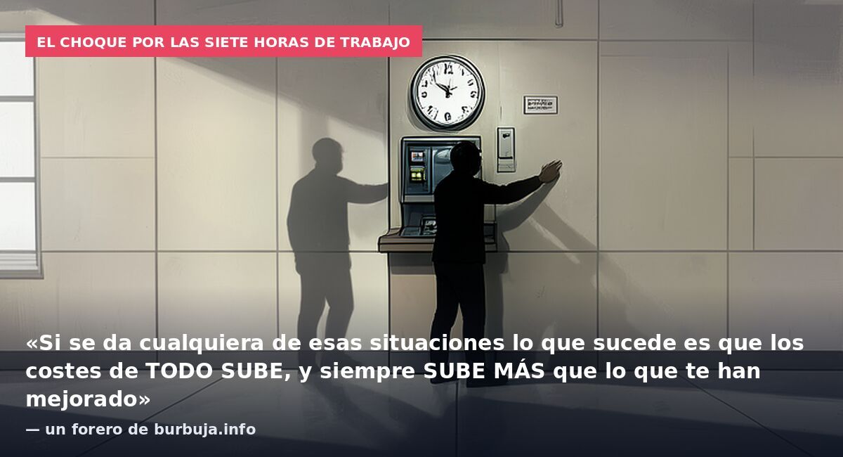 El choque por las siete horas de trabajo: «Si se da cualquiera de esas situaciones lo que sucede es que los costes de TODO SUBE, y siempre SUBE MÁS que lo que te han mejorado» — un forero de burbuja.info