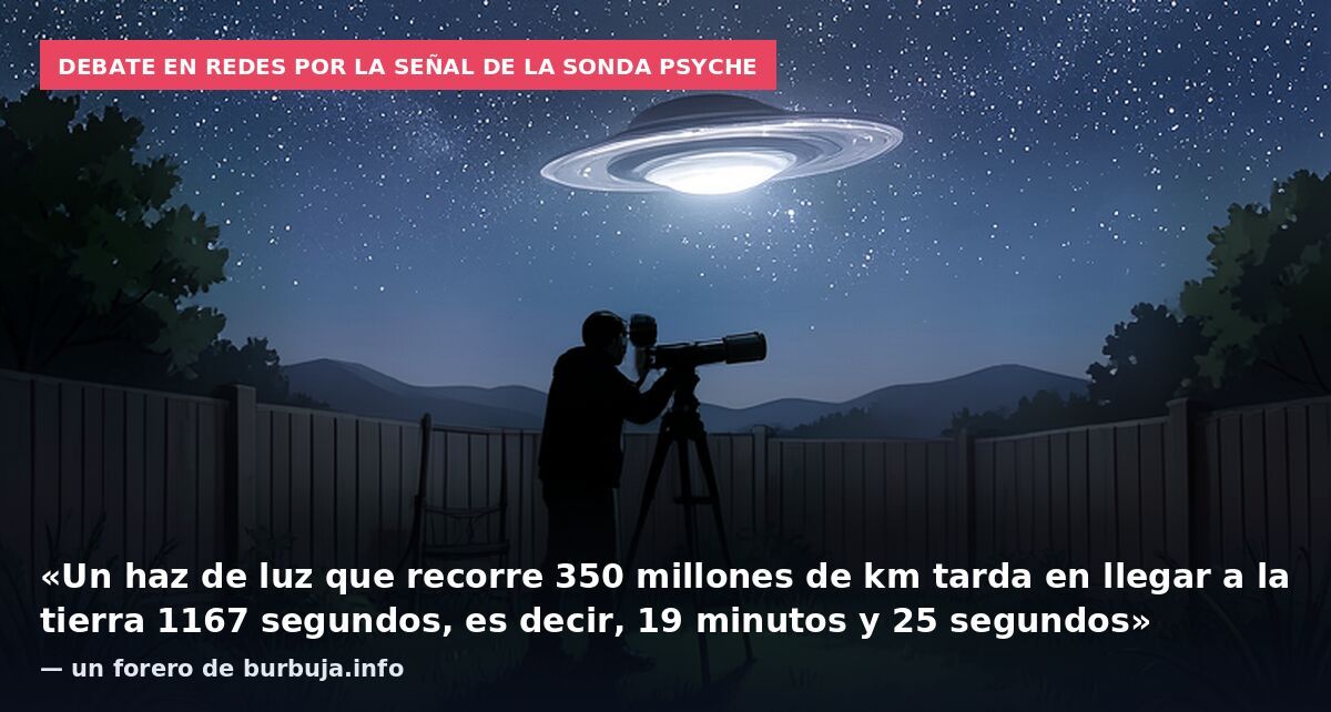 Debate en redes por la señal de la sonda Psyche: «Un haz de luz que recorre 350 millones de km tarda en llegar a la tierra 1167 segundos, es decir, 19 minutos y 25 segundos» — un forero de burbuja.info