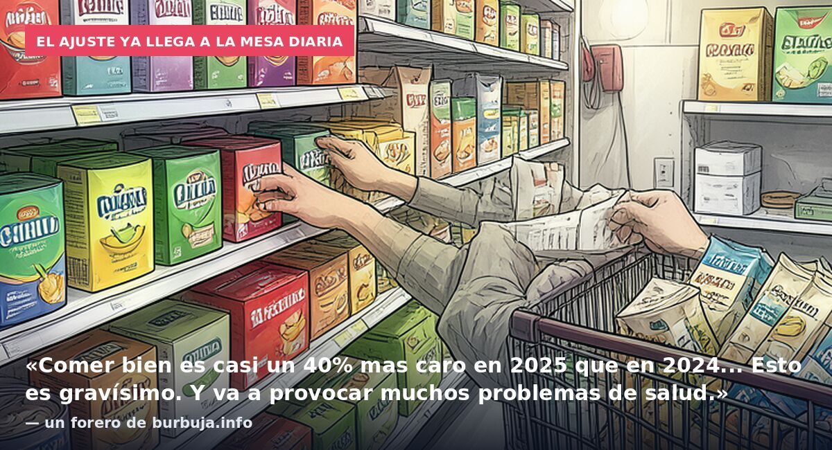 El ajuste ya llega a la mesa diaria: «Comer bien es casi un 40% mas caro en 2025 que en 2024... Esto es gravísimo. Y va a provocar muchos problemas de salud.» — un forero de burbuja.info