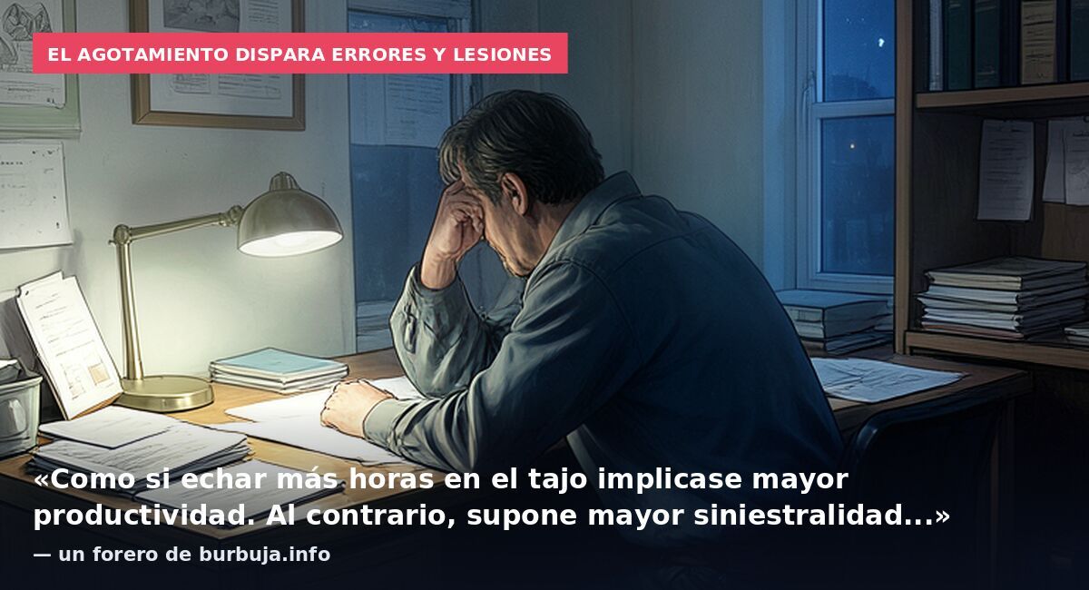 El agotamiento dispara errores y lesiones: «Como si echar más horas en el tajo implicase mayor productividad. Al contrario, supone mayor siniestralidad...» — un forero de burbuja.info