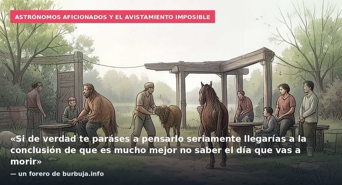 Astrónomos aficionados y el avistamiento imposible: «Si de verdad te paráses a pensarlo seriamente llegarías a la conclusión de que es mucho mejor no saber el día que vas a morir» — un forero de burbuja.info