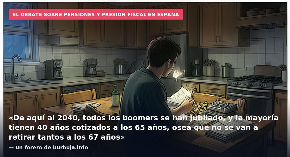 El debate sobre pensiones y presión fiscal en España: «De aquí al 2040, todos los boomers se han jubilado, y la mayoría tienen 40 años cotizados a los 65 años, osea que no se van a retirar tantos a los 67 años» — un forero de burbuja.info
