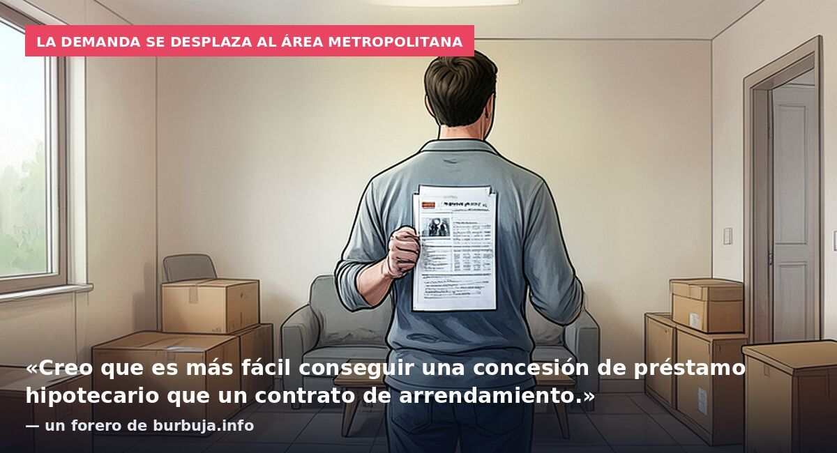 La demanda se desplaza al área metropolitana: «Creo que es más fácil conseguir una concesión de préstamo hipotecario que un contrato de arrendamiento.» — un forero de burbuja.info