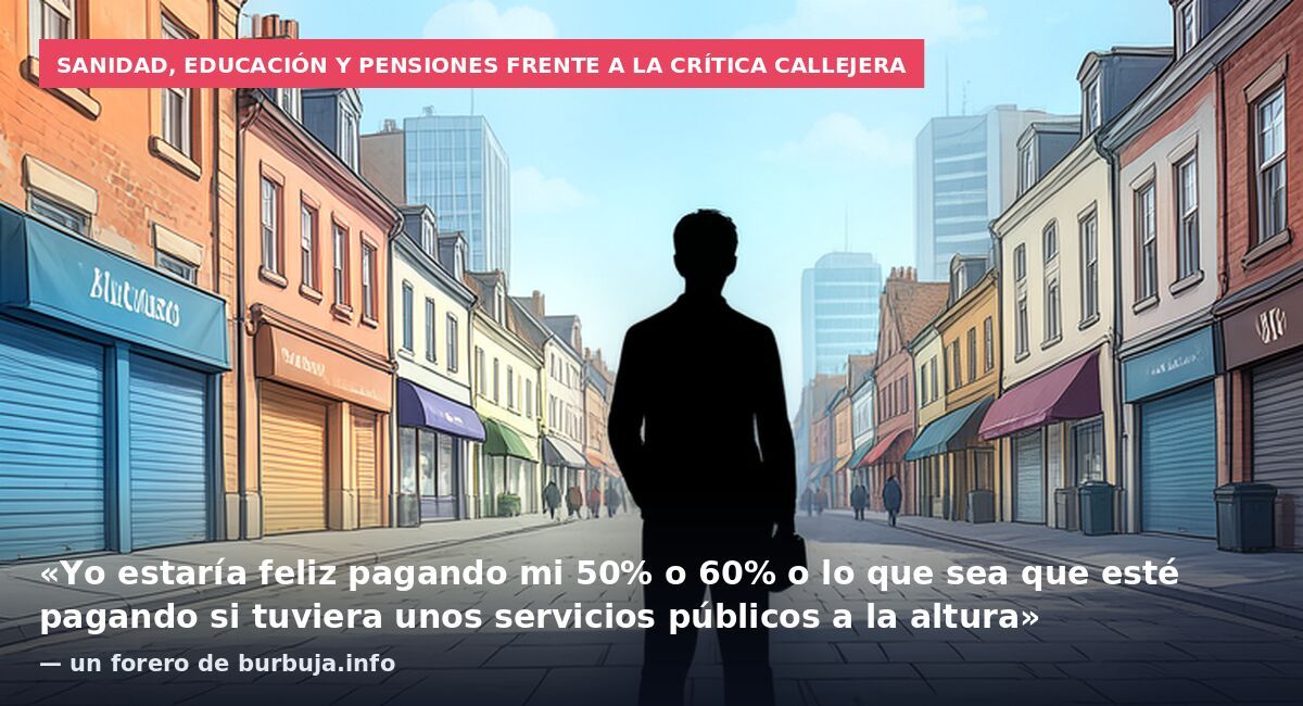 Sanidad, educación y pensiones frente a la crítica callejera: «Yo estaría feliz pagando mi 50% o 60% o lo que sea que esté pagando si tuviera unos servicios públicos a la altura» — un forero de burbuja.info