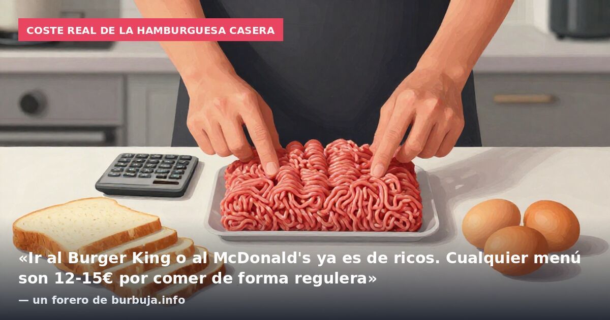 Coste real de la hamburguesa casera: «Ir al Burger King o al McDonald's ya es de ricos. Cualquier menú son 12-15€ por comer de forma regulera» — un forero de burbuja.info