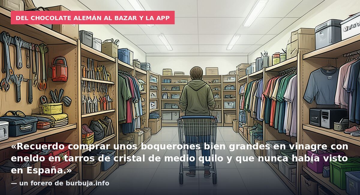 Del chocolate alemán al bazar y la app: «Recuerdo comprar unos boquerones bien grandes en vinagre con eneldo en tarros de cristal de medio quilo y que nunca había visto en España.» — un forero de burbuja.info