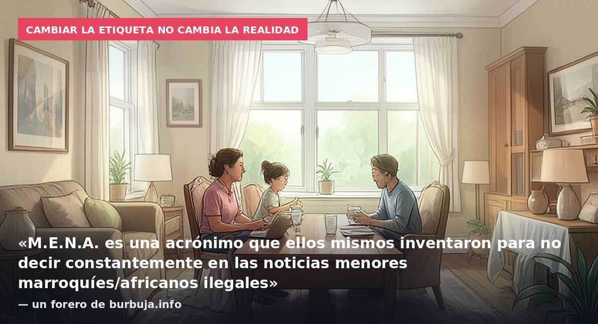 Cambiar la etiqueta no cambia la realidad: «M.E.N.A. es una acrónimo que ellos mismos inventaron para no decir constantemente en las noticias menores marroquíes/africanos ilegales» — un forero de burbuja.info