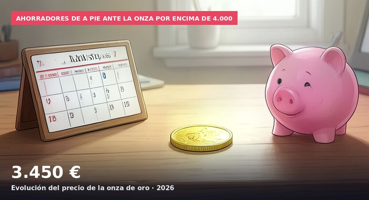 Ahorradores de a pie ante la onza por encima de 4.000: 3.450 € Evolución del precio de la onza de oro · 2026