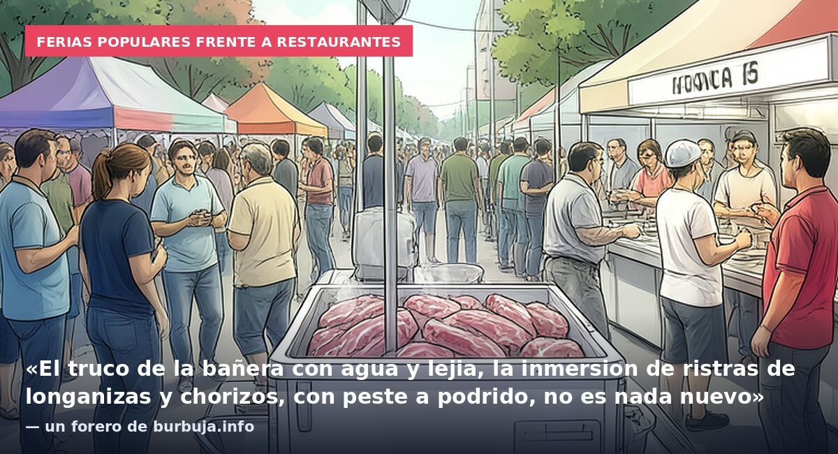 Ferias populares frente a restaurantes: «El truco de la bañera con agua y lejia, la inmersion de ristras de longanizas y chorizos, con peste a podrido, no es nada nuevo» — un forero de burbuja.info