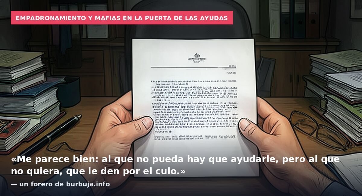 Empadronamiento y mafias en la puerta de las ayudas: «Me parece bien: al que no pueda hay que ayudarle, pero al que no quiera, que le den por el culo.» — un forero de burbuja.info