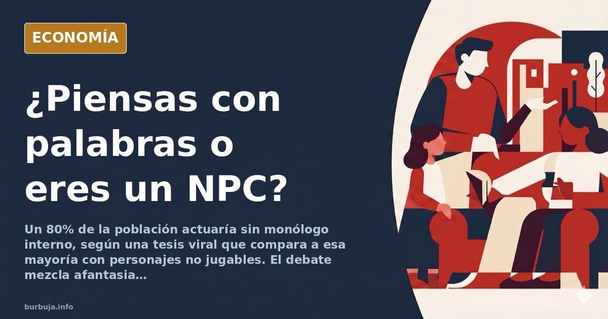 Ilustración editorial de siluetas humanas idénticas alineadas frente a una única figura con voz interior representada por ond