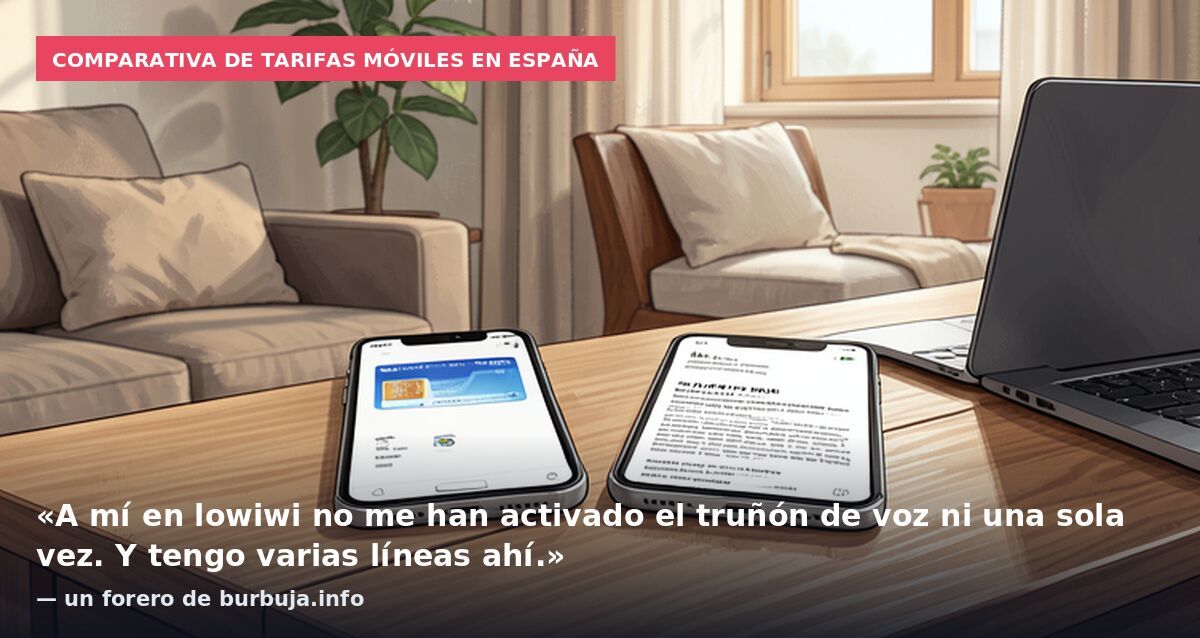 Comparativa de tarifas móviles en España: «A mí en lowiwi no me han activado el truñón de voz ni una sola vez. Y tengo varias líneas ahí.» — un forero de burbuja.info