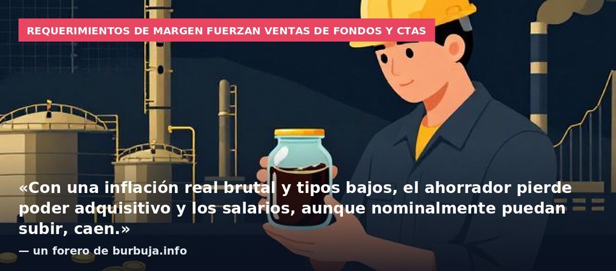 Requerimientos de margen fuerzan ventas de fondos y CTAs: «Con una inflación real brutal y tipos bajos, el ahorrador pierde poder adquisitivo y los salarios, aunque nominalmente puedan subir, caen.» — un forero de burbuja.info