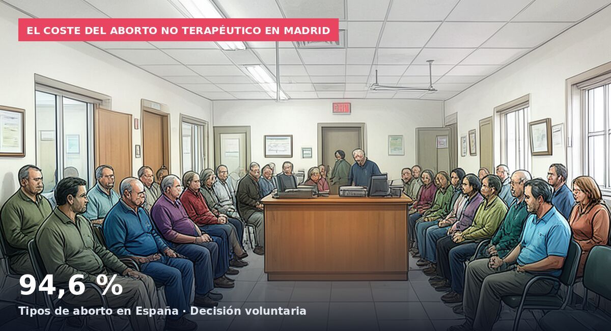 El coste del aborto no terapéutico en Madrid: 94,6 % Tipos de aborto en España · Decisión voluntaria