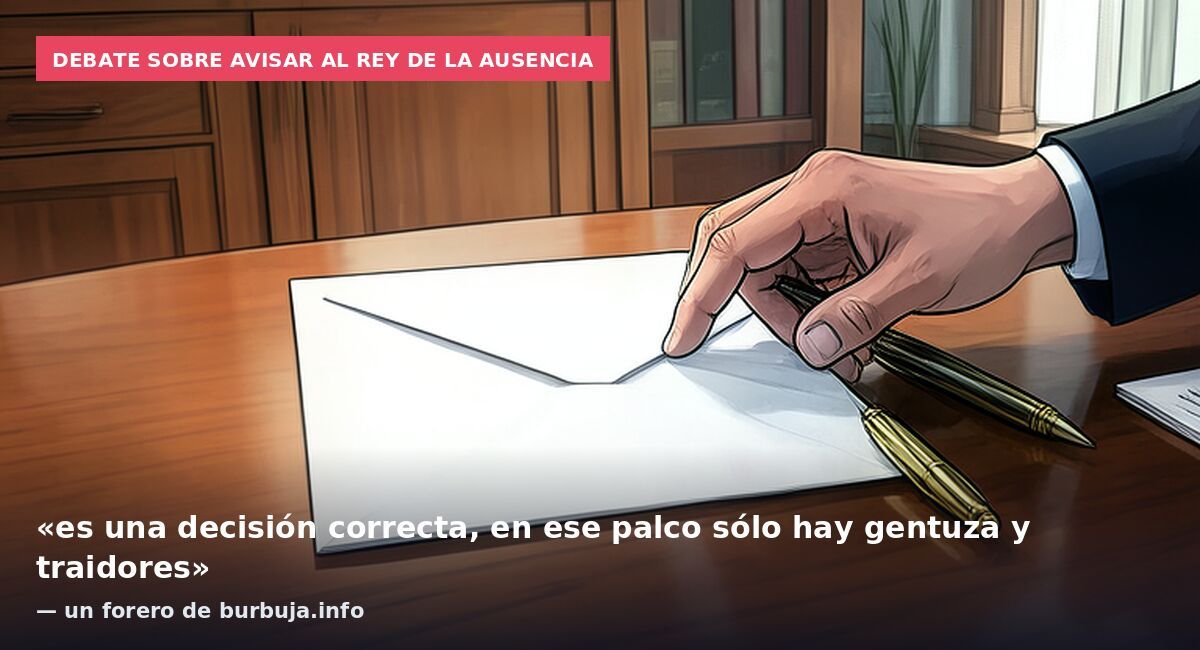 Debate sobre avisar al Rey de la ausencia: «es una decisión correcta, en ese palco sólo hay gentuza y traidores» — un forero de burbuja.info
