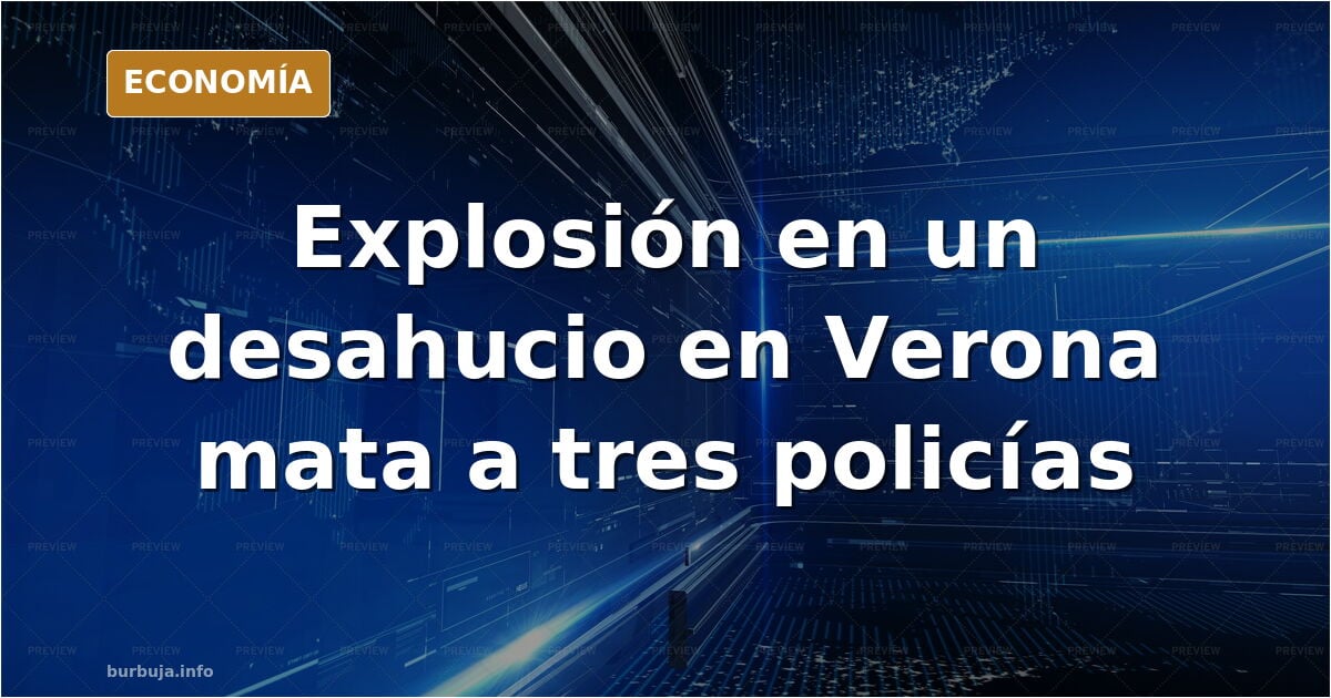 Ilustración editorial de una vivienda saturada de gas durante un desahucio en Verona con agentes de policía en el exterior