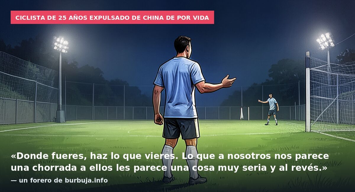 Ciclista de 25 años expulsado de China de por vida: «Donde fueres, haz lo que vieres. Lo que a nosotros nos parece una chorrada a ellos les parece una cosa muy seria y al revés.» — un forero de burbuja.info