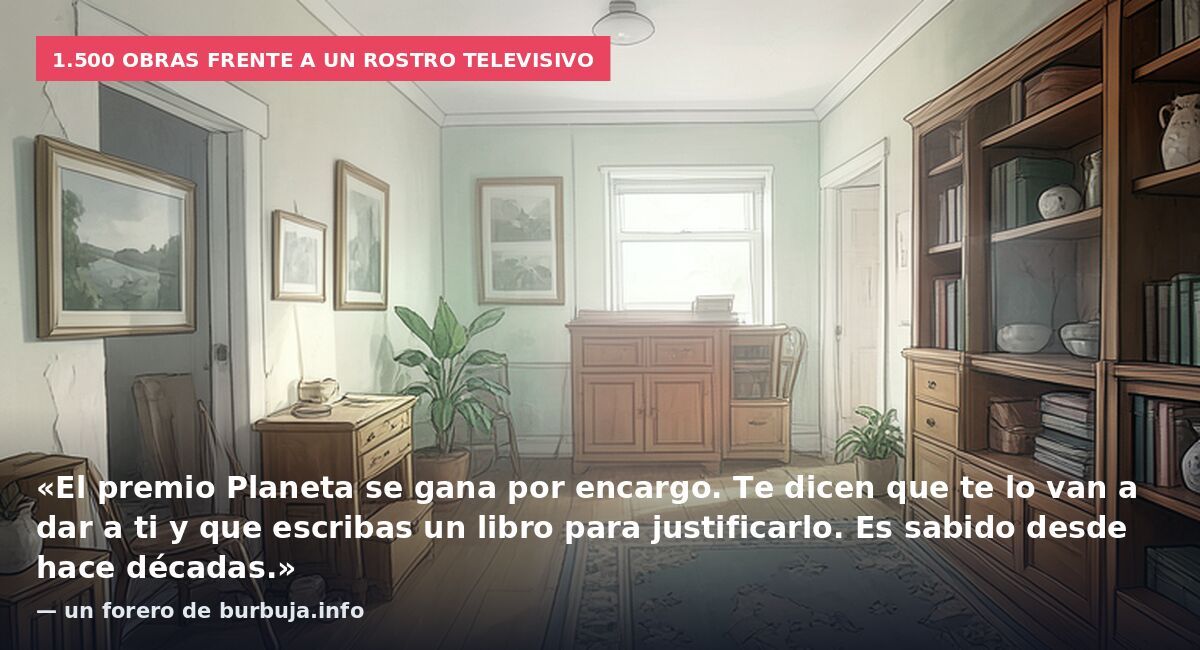1.500 obras frente a un rostro televisivo: «El premio Planeta se gana por encargo. Te dicen que te lo van a dar a ti y que escribas un libro para justificarlo. Es sabido desde hace décadas.» — un forero de burbuja.info
