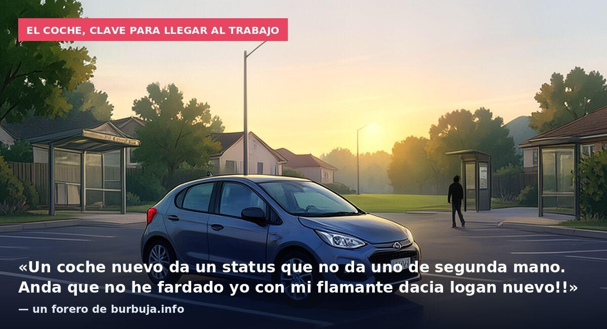 El coche, clave para llegar al trabajo: «Un coche nuevo da un status que no da uno de segunda mano. Anda que no he fardado yo con mi flamante dacia logan nuevo!!» — un forero de burbuja.info