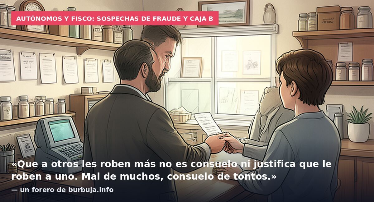 Autónomos y fisco: sospechas de fraude y caja B: «Que a otros les roben más no es consuelo ni justifica que le roben a uno. Mal de muchos, consuelo de tontos.» — un forero de burbuja.info