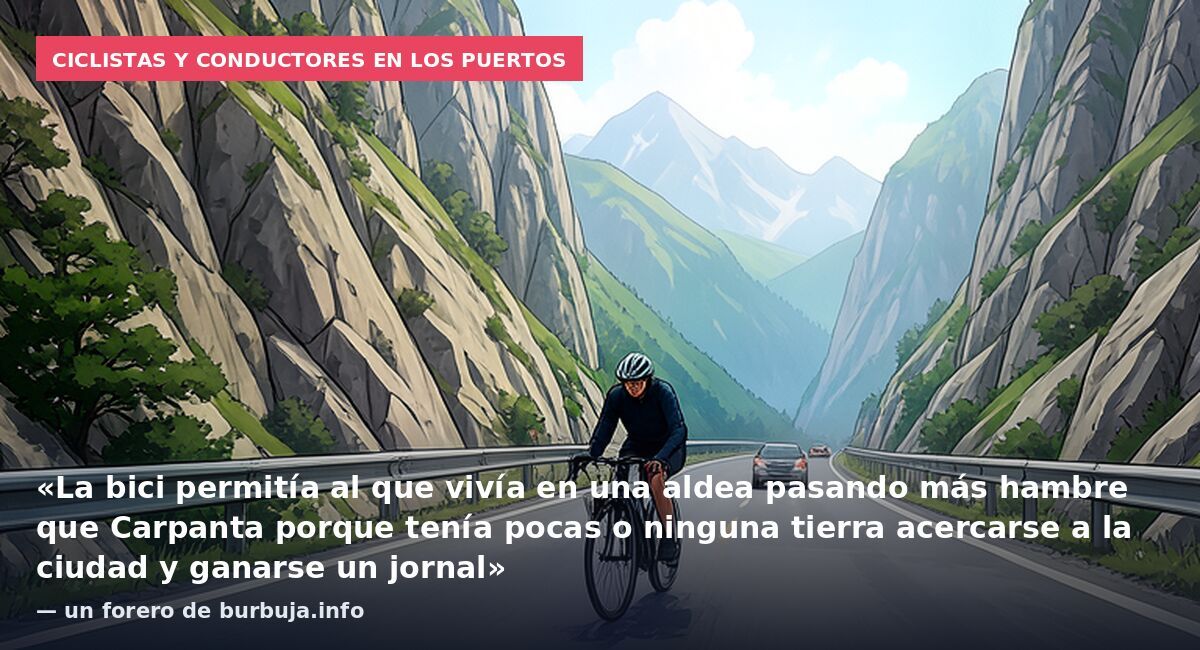 Ciclistas y conductores en los puertos: «La bici permitía al que vivía en una aldea pasando más hambre que Carpanta porque tenía pocas o ninguna tierra acercarse a la ciudad y ganarse un jornal» — un forero de burbuja.info