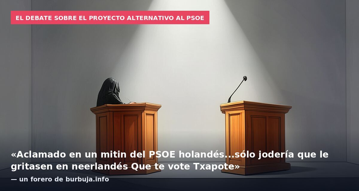 El debate sobre el proyecto alternativo al PSOE: «Aclamado en un mitin del PSOE holandés...sólo jodería que le gritasen en neerlandés Que te vote Txapote» — un forero de burbuja.info
