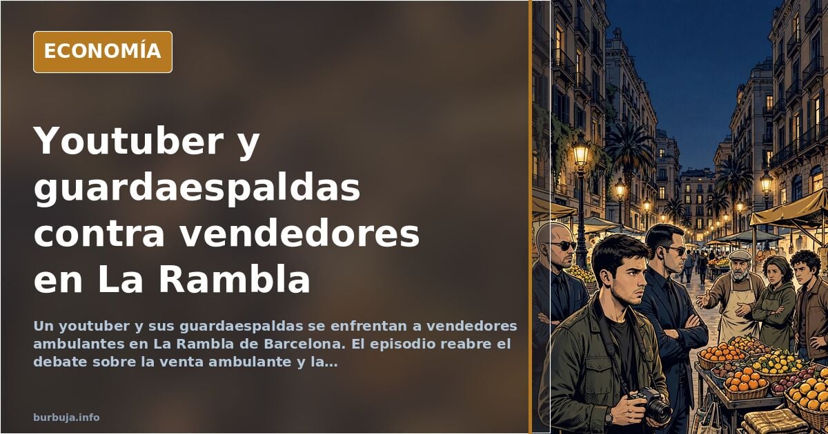 Un youtuber y sus guardaespaldas se enfrentan a vendedores en La Rambla
