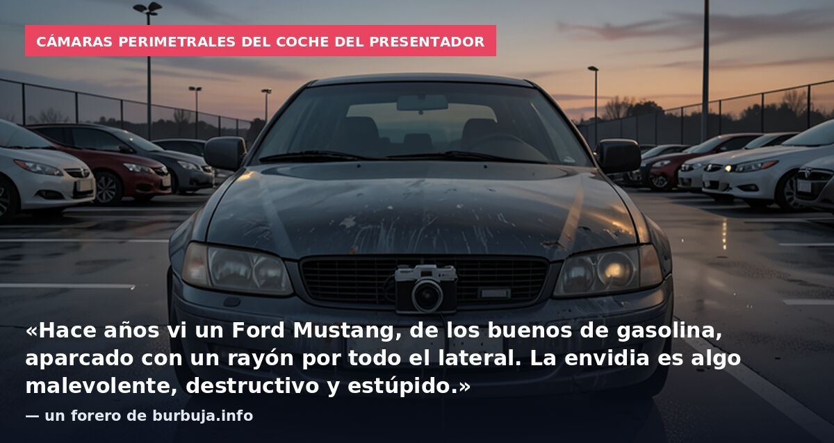 Cámaras perimetrales del coche del presentador: «Hace años vi un Ford Mustang, de los buenos de gasolina, aparcado con un rayón por todo el lateral. La envidia es algo malevolente, destructivo y estúpido.» — un forero de burbuja.info