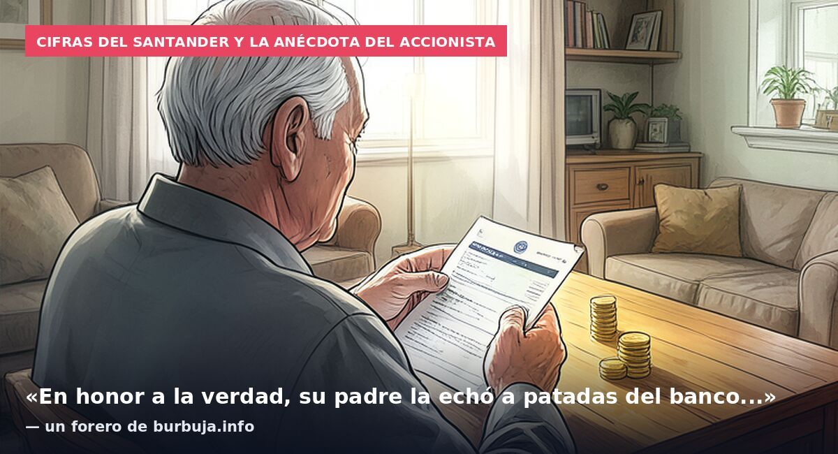 Cifras del Santander y la anécdota del accionista: «En honor a la verdad, su padre la echó a patadas del banco...» — un forero de burbuja.info