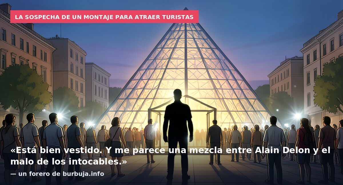 La sospecha de un montaje para atraer turistas: «Está bien vestido. Y me parece una mezcla entre Alain Delon y el malo de los intocables.» — un forero de burbuja.info