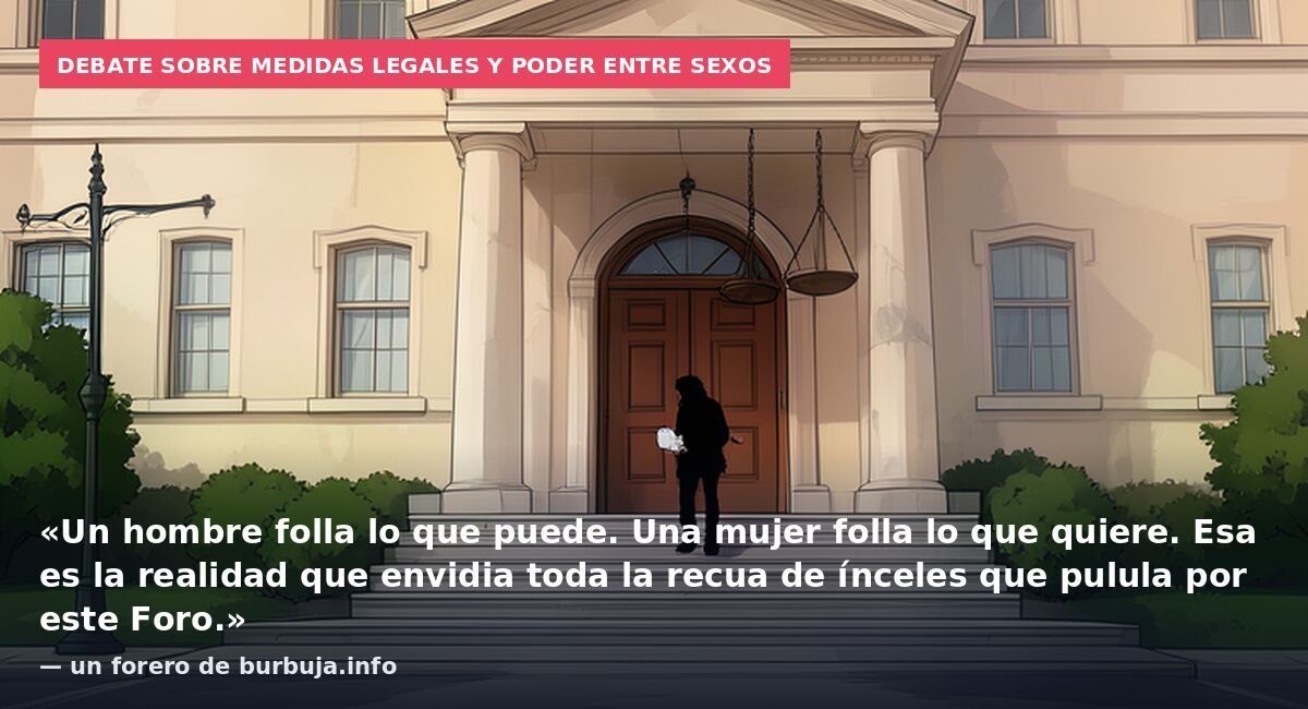 Debate sobre medidas legales y poder entre sexos: «Un hombre folla lo que puede. Una mujer folla lo que quiere. Esa es la realidad que envidia toda la recua de ínceles que pulula por este Foro.» — un forero de burbuja.info