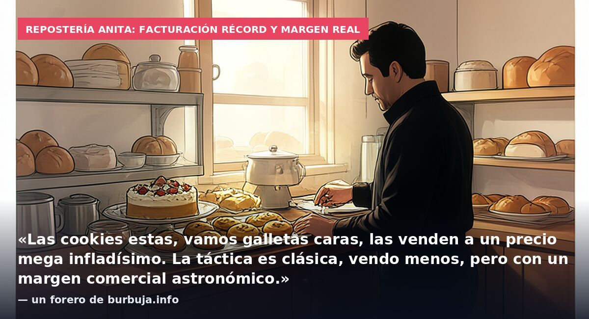 Repostería Anita: facturación récord y margen real: «Las cookies estas, vamos galletas caras, las venden a un precio mega infladísimo. La táctica es clásica, vendo menos, pero con un margen comercial astronómico.» — un forero de burbuja.info