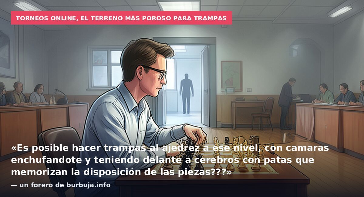 Torneos online, el terreno más poroso para trampas: «Es posible hacer trampas al ajedrez a ese nivel, con camaras enchufandote y teniendo delante a cerebros con patas que memorizan la disposición de las piezas???» — un forero de burbuja.info