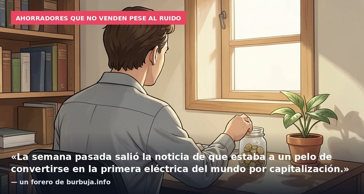 Ahorradores que no venden pese al ruido: «La semana pasada salió la noticia de que estaba a un pelo de convertirse en la primera eléctrica del mundo por capitalización.» — un forero de burbuja.info
