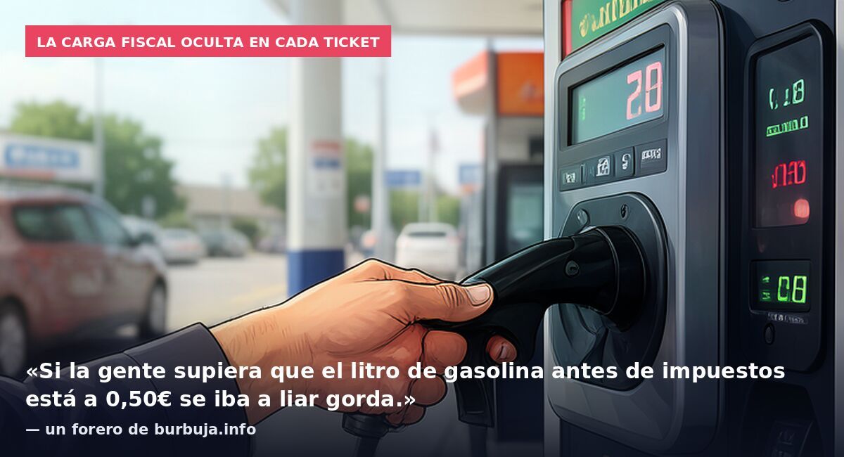 La carga fiscal oculta en cada ticket: «Si la gente supiera que el litro de gasolina antes de impuestos está a 0,50€ se iba a liar gorda.» — un forero de burbuja.info
